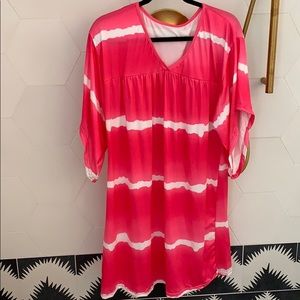 Pink and white tie dye look coverup OS new